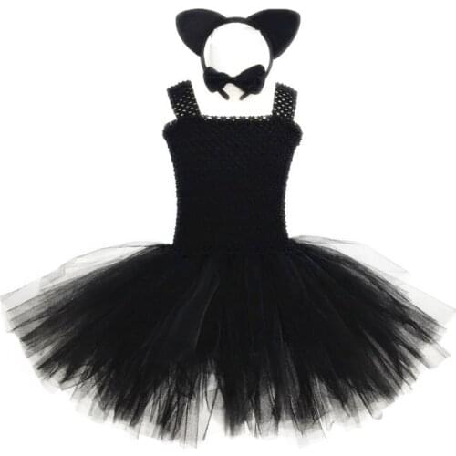 Children Girls Halloween Costume Pettiskirt Dress Headband Tie Tail Suit