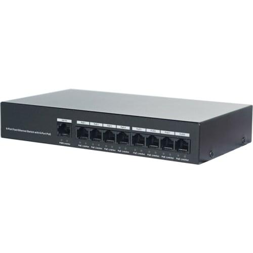 DH logo PFS3009-8ET-65 8-Port PoE Switch (Unmanaged), Support IEEE802.3af, IEEE802.3at standard, POE Network Switch