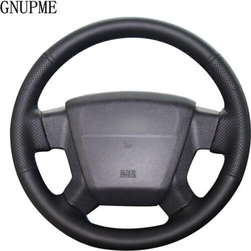DIY Hand-stitched Black Artificial Leather Car Steering Wheel Covers Wrap for Jeep Compass 2006-2010 Old Patriot 2007-2010