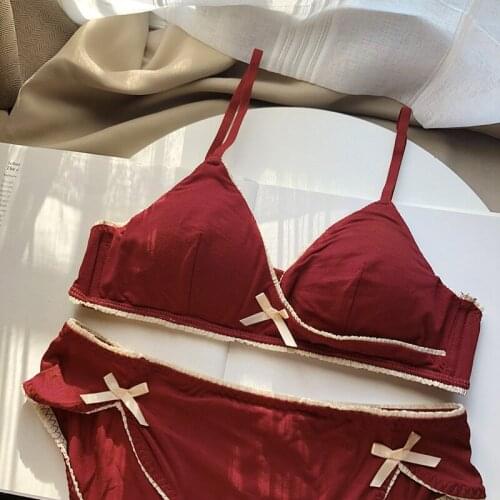 EFIOLY NT00A0020 New Girl Student Student Ultra-thin No-ring Sleep Bra Set Underwear Triangle Cup Japanese Sexy Deep V