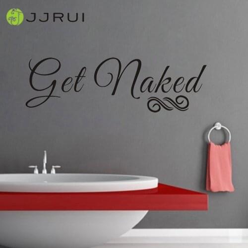 JJRUI Bathroom Get Naked Funny Wall Art Sticker, Decal, Graphic, Transfer Wall Stickers Vinyl Wall Decal