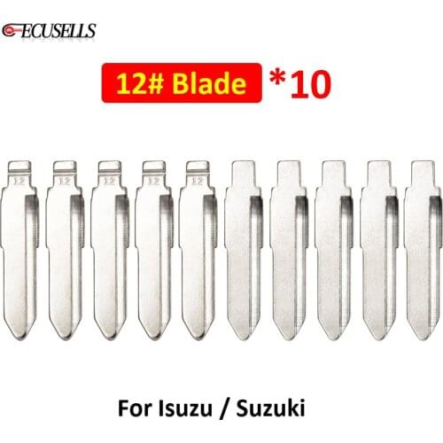 10Pcs/Lot NO.12 Metal Blank Uncut Flip KD Remote Key Blade Type #12 for Isuzu for Suzuki Remote Key Car Blank Replacement