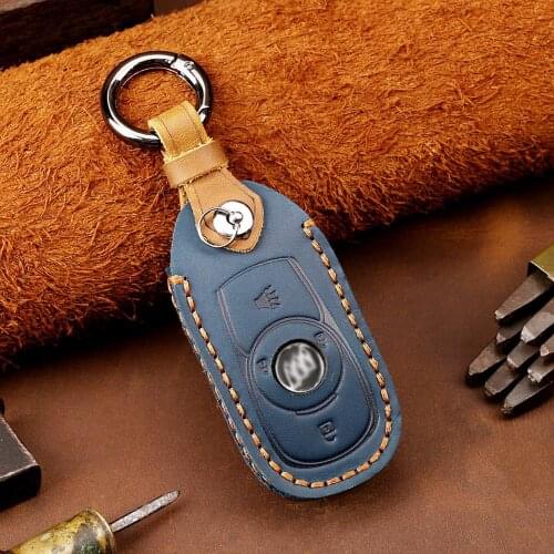 Crazy Horse Leather Car Key Case For Buick Enkewei GL8 leather buckle cover New Regal Regal Smart Remote Fobs Shell Cover Auto A