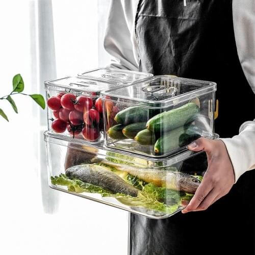 Kitchen Refrigerator Fresh-Keeping Box Transparent Plastic Food Grade Vegetable Fruit Seafood Storage Box
