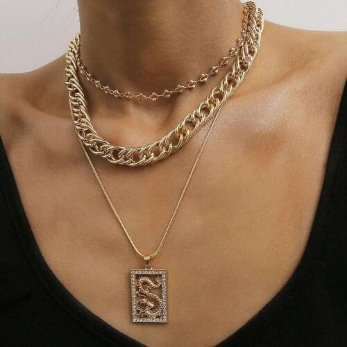 Layered Geometric Punk Miami Cuban Choker Necklace Collar Statement Hip Hop Big Chunky Dragon Thick Chain Necklace Women Jewelry