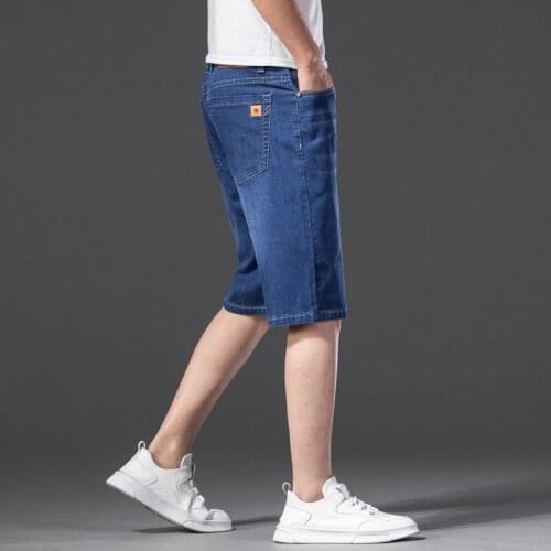 Mens Deinm Shorts High Quality Tencel Short Jeans Men Cotton Straight Short Jean Male Light Blue Jean Shorts Men Clothing