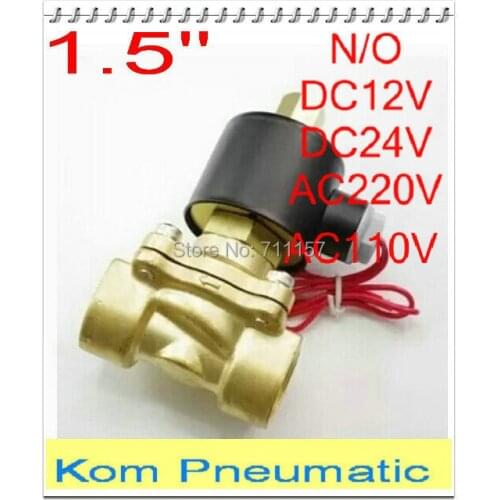 Normally Open 1.5" 2 Way Electric Solenoid Valve Water Air Gas G 1-1/2", N/O 12V 24V 110V 220V DC AC