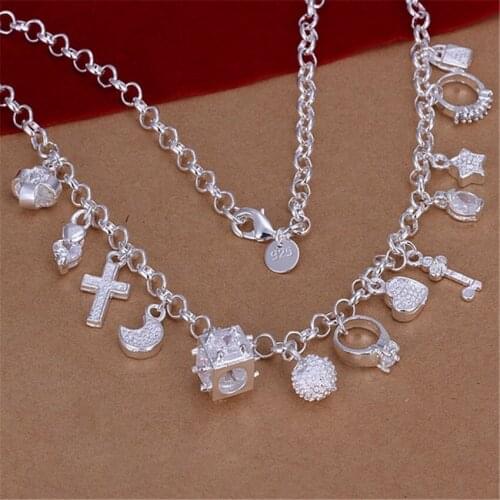 Wholesale for women lady wedding Fashion silver color retro charm pendant noble trend Necklace Jewelry N021