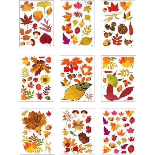 Autumn Maple Leaves Door Decorations Harvest Festival Home Party Supply For Thanksgiving Day Window Clings Static Stickers