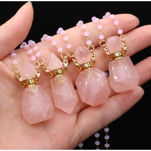 Natural Stone Perfume Bottle Pendant Exquisite Section Amethyst For Jewelry Making Charms DIY Necklace Accessory