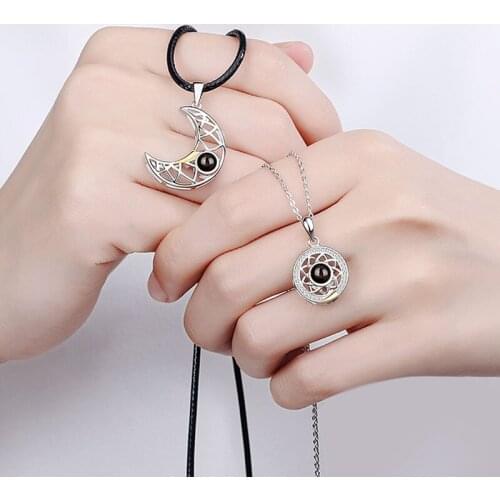 100 Languages I Love You Necklace Projection Pendant Sun And Moon Love Memory Confession Necklace Couple Valentines Day Gift