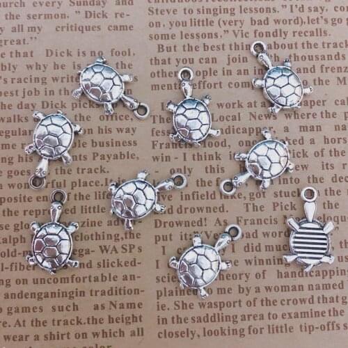 Wholesale 24pcs Charms Cute turtle 18x10mm Tibetan Silver Plated Pendants Antique Jewelry Making DIY Handmade Craft