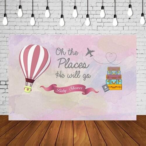 Adventure Theme Birthday Party Backdrop Hot Air Balloon Cartoon Baby Shower The Places He Will Go Background Banners Decoration