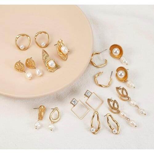 Trend Simulation Pearl Simple Earrings Female White Round Pearl Wedding Pendant Earrings Fashion Korean Jewelry Earrings