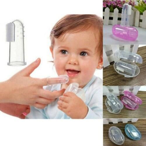 Pudcoco US Stock Soft Finger Toothbrush Infant Oral Dental Teeth Cleaning Care Hygiene Brushes Silicone Toothbrushes with Box
