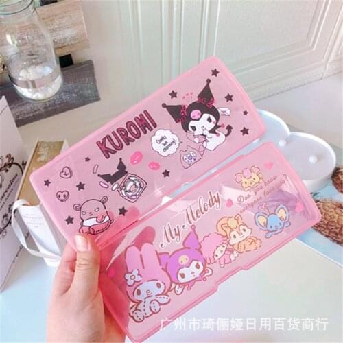 Sanrio Hello Kitty cartoon storage box student pencil stationery box dustproof portable mask storage box