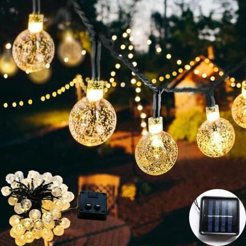 LED fairy tale garland gypsophila bubble ball lamp holiday lighting solar battery outdoor wedding garden decoration