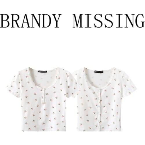 Slim Girls Soft Cotton V Neck T-shirts 2021 Summer Casual Ladies Sweet Tops Streetwear Women Vintage Floral Top Female