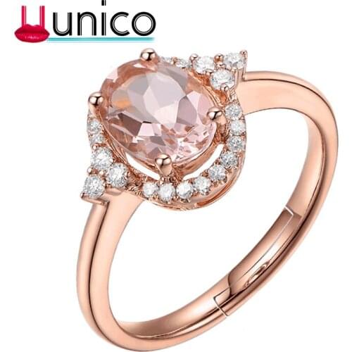 UUNICO 2018 hot new Genuine Girls Wedding rose Gold Ring AAA zricon Ring Fine Jewelry For Women Gift U-9866