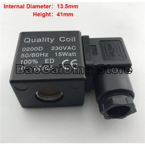 Air Compressor Electronic Drain Valve Coil 0200D 230V 15watt 20watt Height:41mm , Internal Diameter:13.5mm