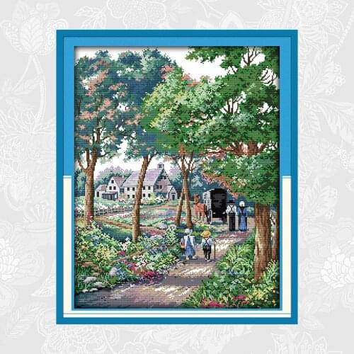 Outing Cross-Stitch Pattern 11CT Printed Canvas 14CT Fabric DIY Handwork Beginner Cross Stitch Kits Embroidery Needlework Sets
