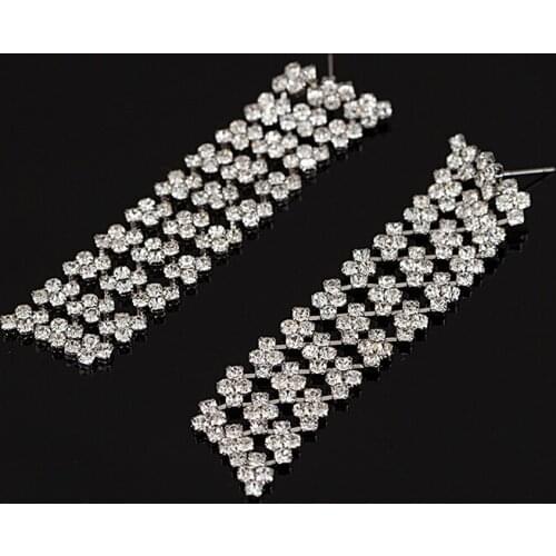 YFJEWE Wholesale Luxury Long Crystal Fashion Drop Earrings Wedding Silver color Earrings For Women Jewelry Accessories E309