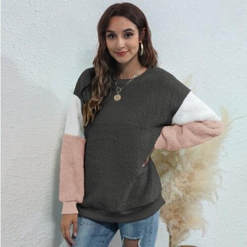 Women Sweater Oversized Streetwear Solid Sweater Hoodie Girls Velet Knitted Sweater 2021 Autumn Winter Pullover Sweatshirt