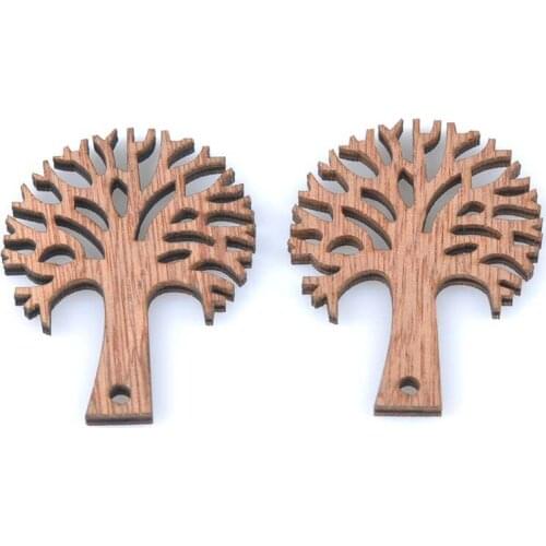 10pcs 45x59mm Wooden tree Shapes Embellishments large Shape For Craft Decoration one hole MT1604