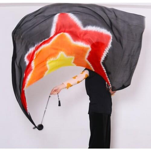 200x90cm Bellydance Professional Silk Veil POI Chain Ball Women Belly Dance Veil POI Streamer Stage Prop Thrown Ball Customized