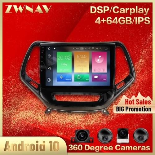 360Cameras IPS Screen For JEEP Cheroki 2014 2015 2016 2017 2018 Android 10.0 Multimedia Player Audio Radio Navigation Recorder