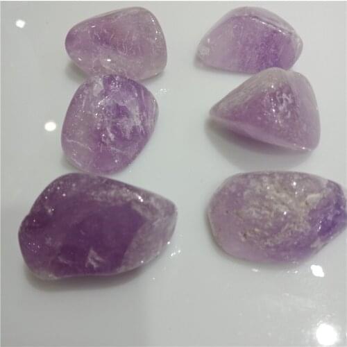 6pcs Natural Amethyst Polished Tumbled Gravel Stones Purple Crystal Stones for Fish Tank Flowerpot Aquariums home Decor 3-5cm