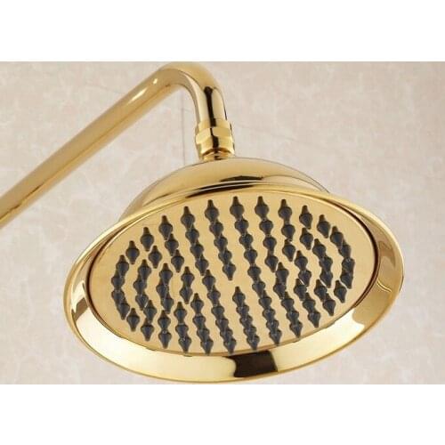 8.2" inch Luxury Gold Color Brass Round Bath Rainfall Rain Bathroom Shower Head Bathroom Accessory (Standard 1/2") msh045