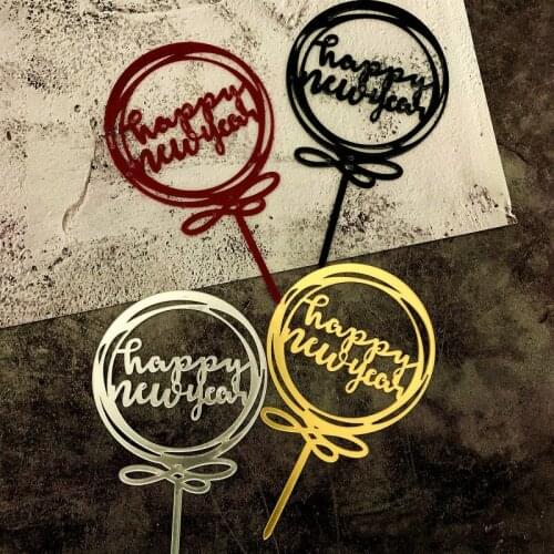 New Happy New Year Acrylic Cake Topper Merry Christmas Cake Baking Decorations for Xmas New Year Party Cake Supplies Baby Shower