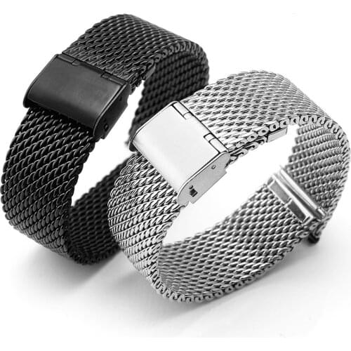 Milan Stainless Steel Mesh Belt Fat Mouth Universal Replacement Diving Watch Band 18 20 22 mm Watch Bracelet for Men Male