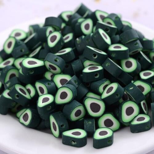 New 50-100pcs/pack Fruit Shape Printing Polymer Clay Beads Polymer Clay Spacer Loose Beads For Necklace Diy Bracelet Accessories