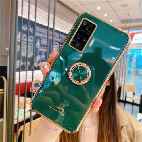 For Vivo X50 Pro Y17 Y3 Z5X Y93 Y95 Y5S Y19 U3 S5 S6 IQOO Neo X30 Case Plating Finger Ring Stand Holder Antidrop Airbag Cover