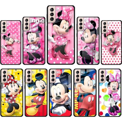 Minnie Disney Mouse Cute for Samsung Galaxy S21 Ultra Plus A72 A52 4G 5G M51 M31 M21 Luxury Tempered Glass Phone Case Cover