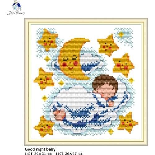 Good Night Baby Patterns Cross-stitch 11CT Printed Fabric 14CT Canvas DMC Counted Chinese Cross-stitch Embroidery Thread Set