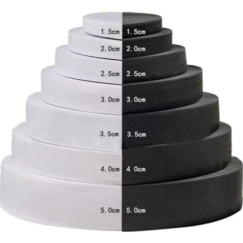 Elastic Band Width 15mm 20mm 25mm 30mm 35mm White and Black Elastic Bands Nylon Webbing Clothing Sewing DIY Accessories