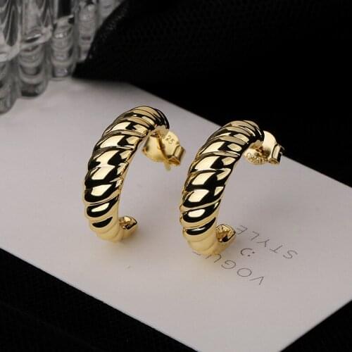 French Croissant Women Stud Earrings S925 Silver European and American Ear Jewelry DIY Jewelry Earrings Dinner Party Accessories