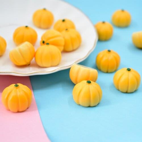 Kawaii 3D Simulation Pumpkin Resin Cabochon Ornament Accessories Girls Hair Clip Bow Center Phone Shell Decoration 10pcs 20mm