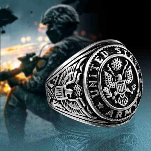 Vintage Army Military Mens Eagle Wings Rings For Men Navy army air force Big Eagle Fashion Fitness Middle Finger War Force Ring