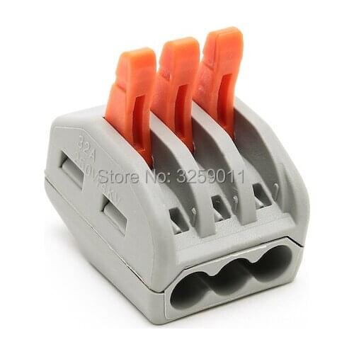 400PCS 28-12 AWG PCT-213 222-413 Compact Splicing Connector Spring Lever Push Fit Reuseable Cable 3 Wire Universal Connectors