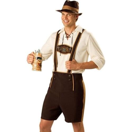 Adult Oktoberfest Costume Lederhosen Bavarian Octoberfest German Beer Festival Costume Mens Halloween Carnival Cosplay Costume