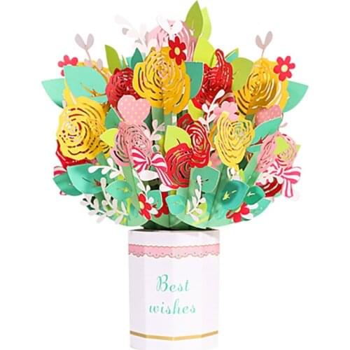 Creative 3D Greeting Card Handmade Rose Sakura Blessing Message Card Suitable for Gifts for All Occasions