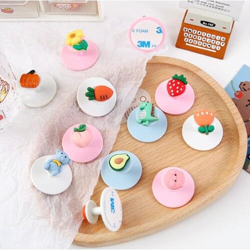 Creative cartoon hook Korean version of fruit flower wall car back glue hook door and window toilet cover nail-free hand