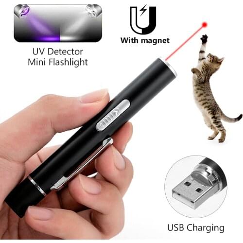 3 In 1 Laser Pointer Mini USB Charging pen Creative Funny Pattern Light Teasing Supplies UV Flashlight Cat Pet Interactive Toys