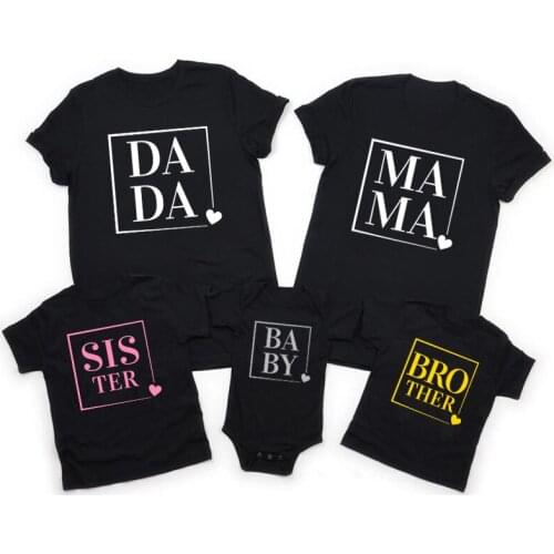 Summer Family Look Outfits Kids Tees Baby Bodysuit Family Matching Tshirts DADA MAMA SISTER BROTHER BABY Matching Clothes