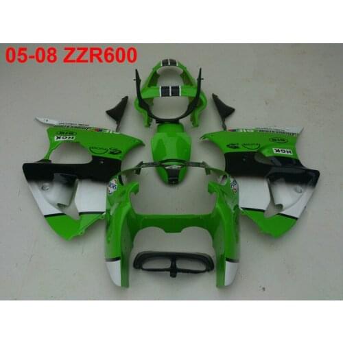 Injection mold hot sale fairing kit for Kawasaki Ninja ZZR600 05 06 07 08 green white black fairings ZZR600 2005-2008 TW32