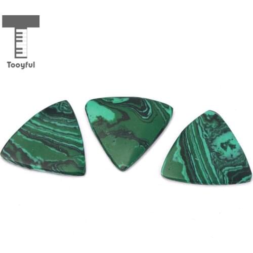 Tooyful 3 Pieces Guitar Finger Picks Pendant Plectrums Malachite Stone 2mm for Guitar Bass Banjo Ukulele Replacement Accessory
